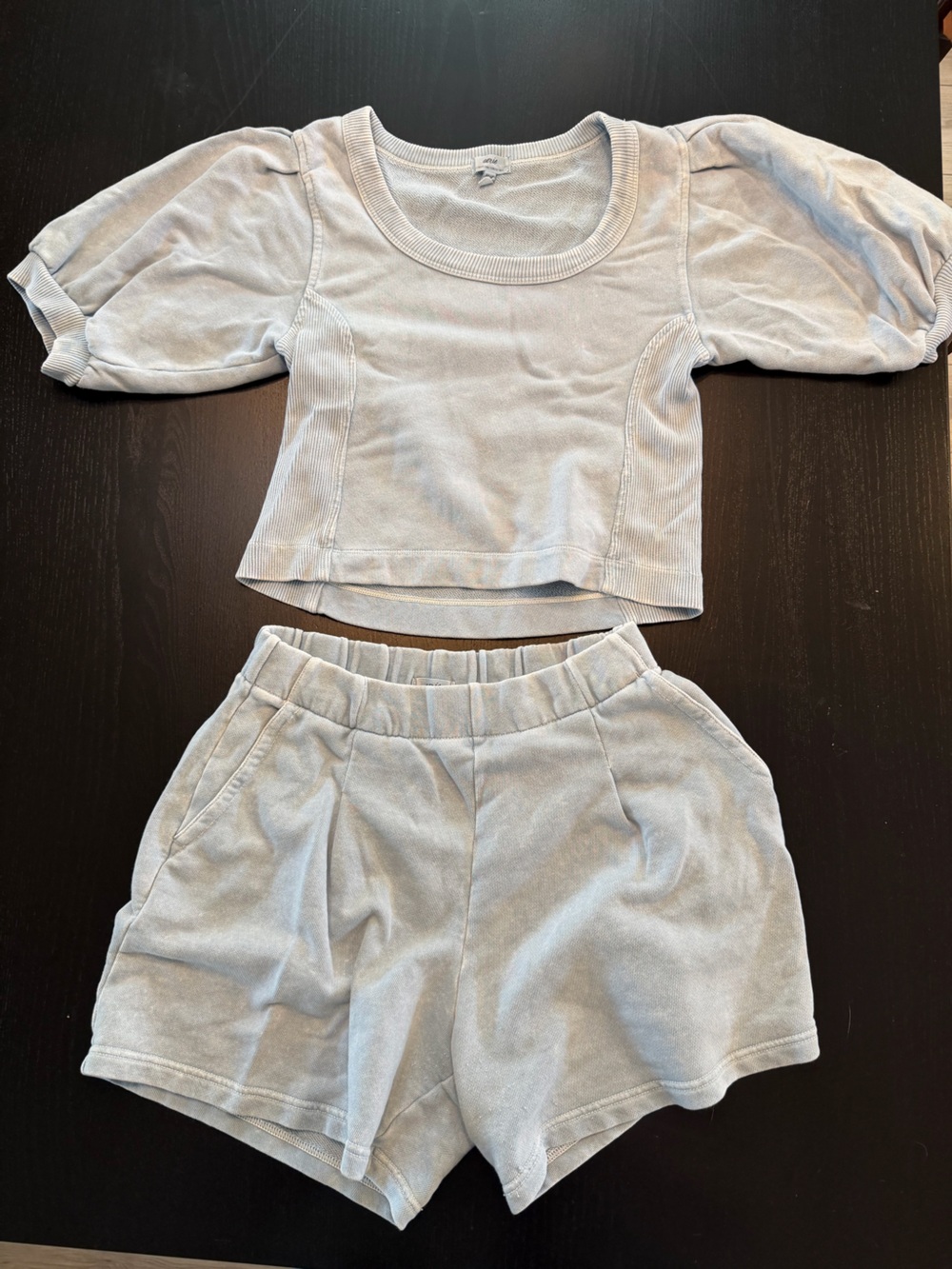 aerie Light Blue Ribbed Sweatpants & Joggers Set